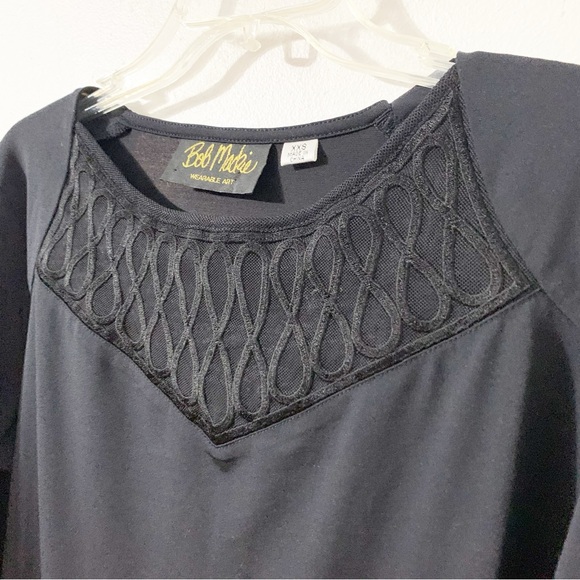 Bob Mackie Wearable Art Long Sleeve Rounded Neckline Mesh Panel / Ribbon Design - Picture 3 of 9